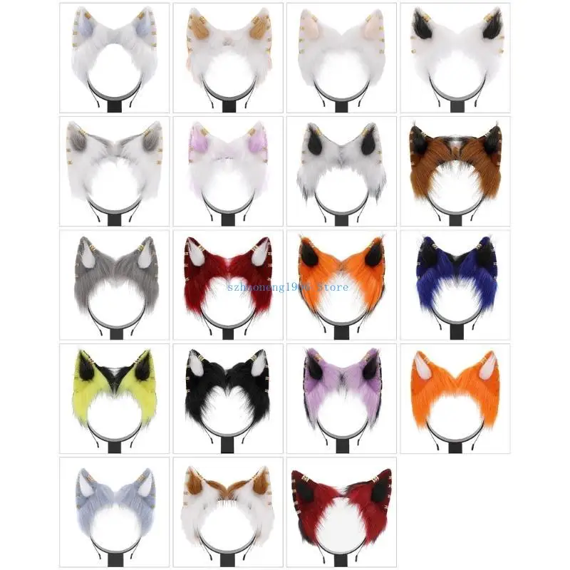 

85LF Teens Foxes Ear Headband with Alloy Earring Decor Carnivals Photography Hairband