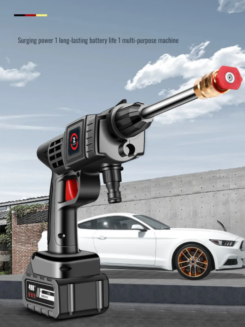 

Мощный водяной пистолет для мойки автомобилей с литиевой батареей, портативный водяной пистолет для очистки под давлением, высокоэффективная мойка автомобиля высокого давления