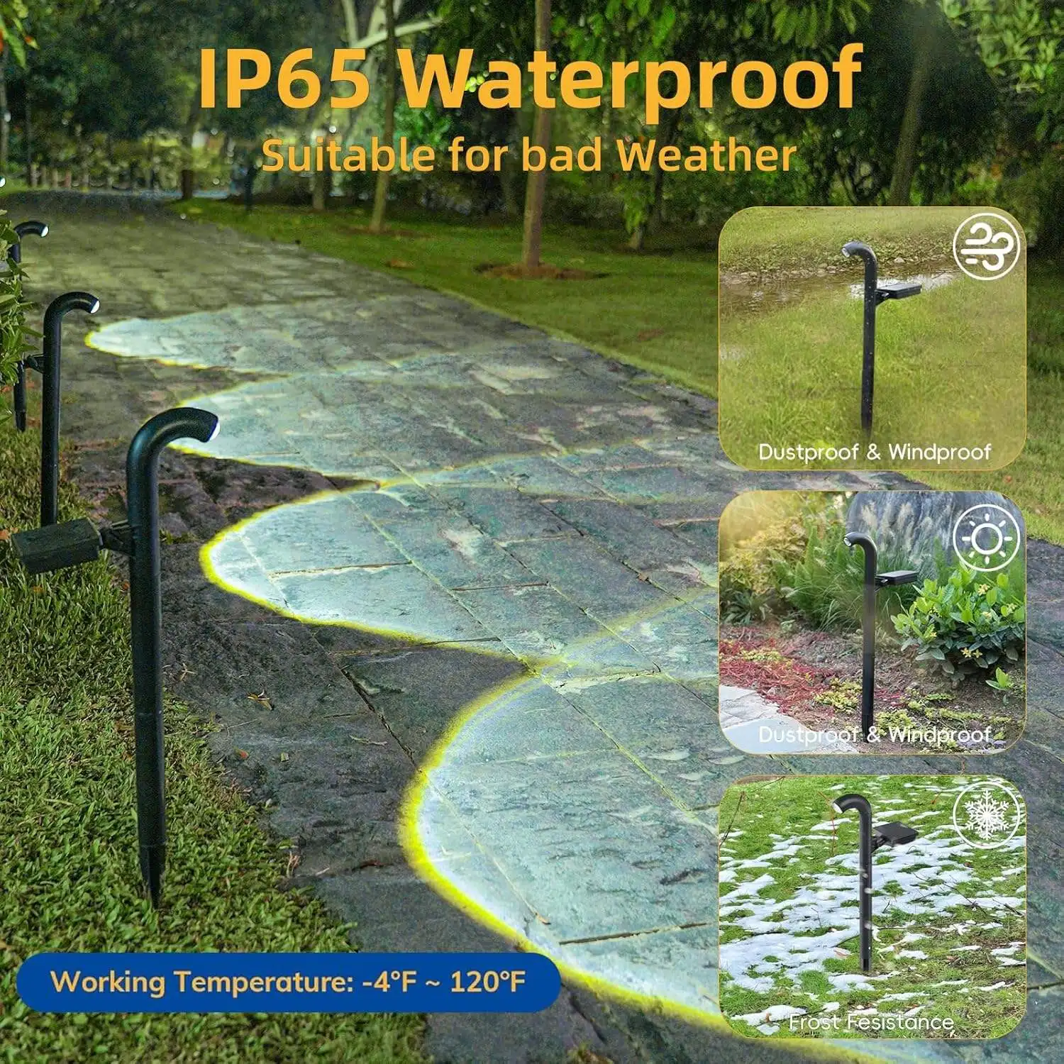 

1-3 шт. Солнечные садовые светильники с теплым белым светодиодом, ландшафтное освещение, IP55, водонепроницаемые, для улицы, дорожек, двора, подъездных путей