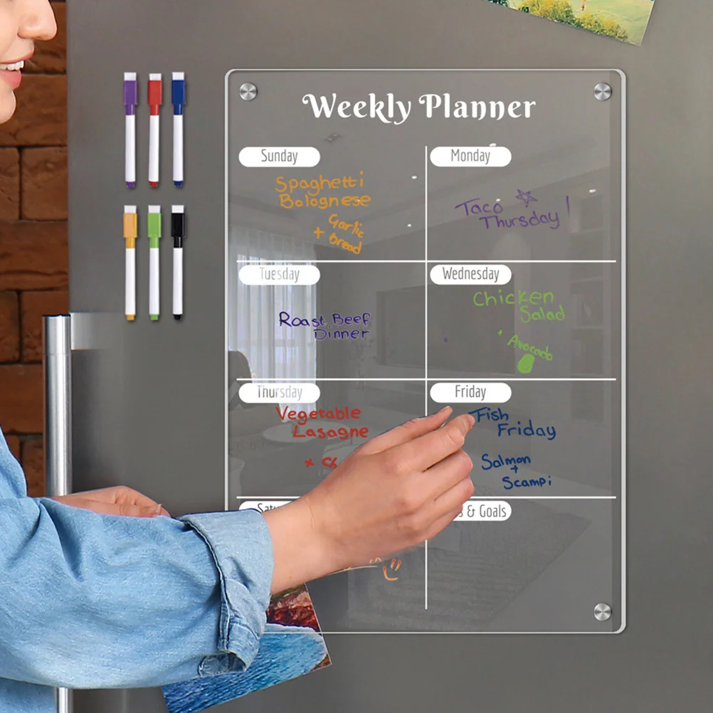 Weekly Planner Board Dry Erase Magnetic Schedule Clear for Fridge Advent Calendars Note Acrylic White Refrigerator