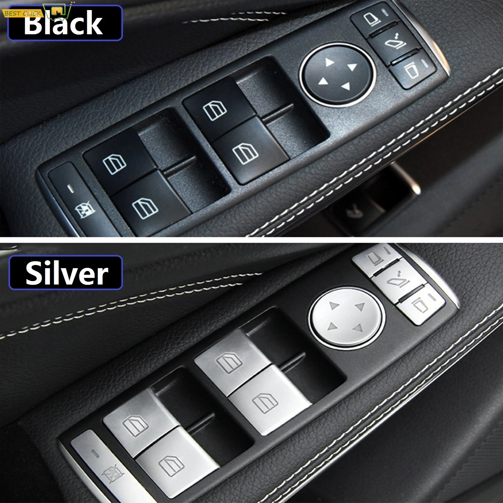 

14Pcs Window Switch Button Repair Stickers for Mercedes Benz C180 C200 C230 C250 C280 C350 CLA 180 Interior Modified Car Parts