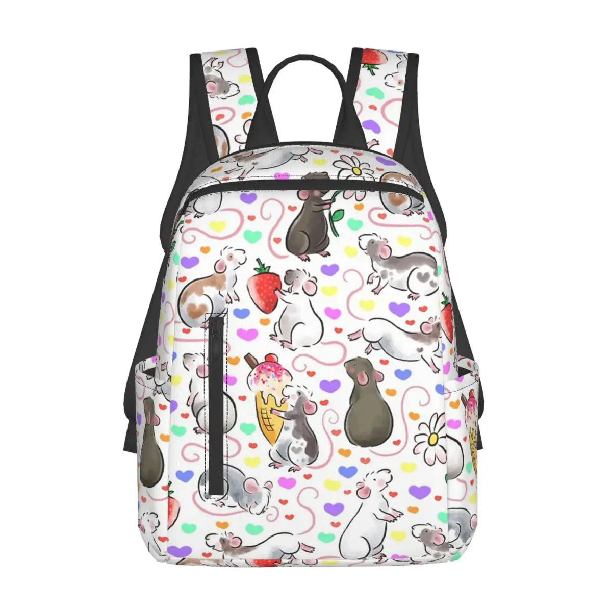 

I Love Rats Backpack Large Capacity Kids BookBag School Bag Shoulder Bags for Men Women