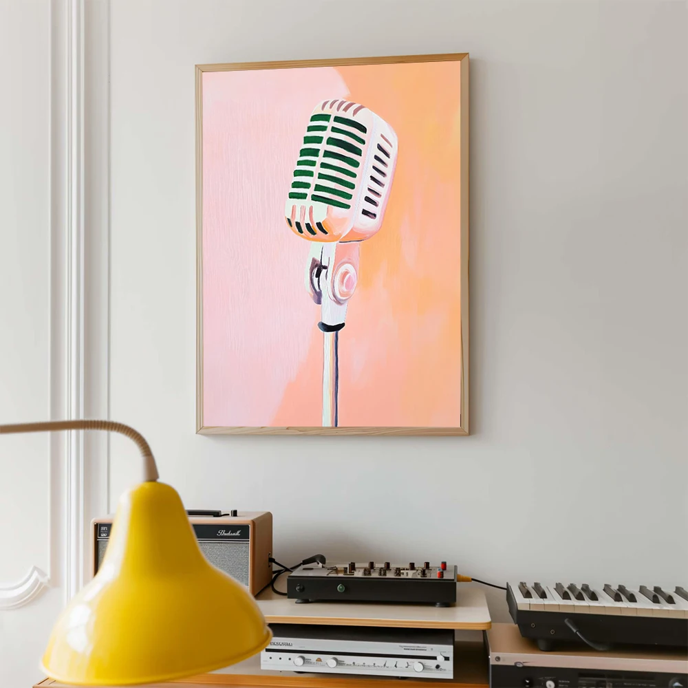 Retro Musical Art Poster Record Player Musical Instrument Painting Prints Canvas Wall Art Pictures Home Room Music Decoration