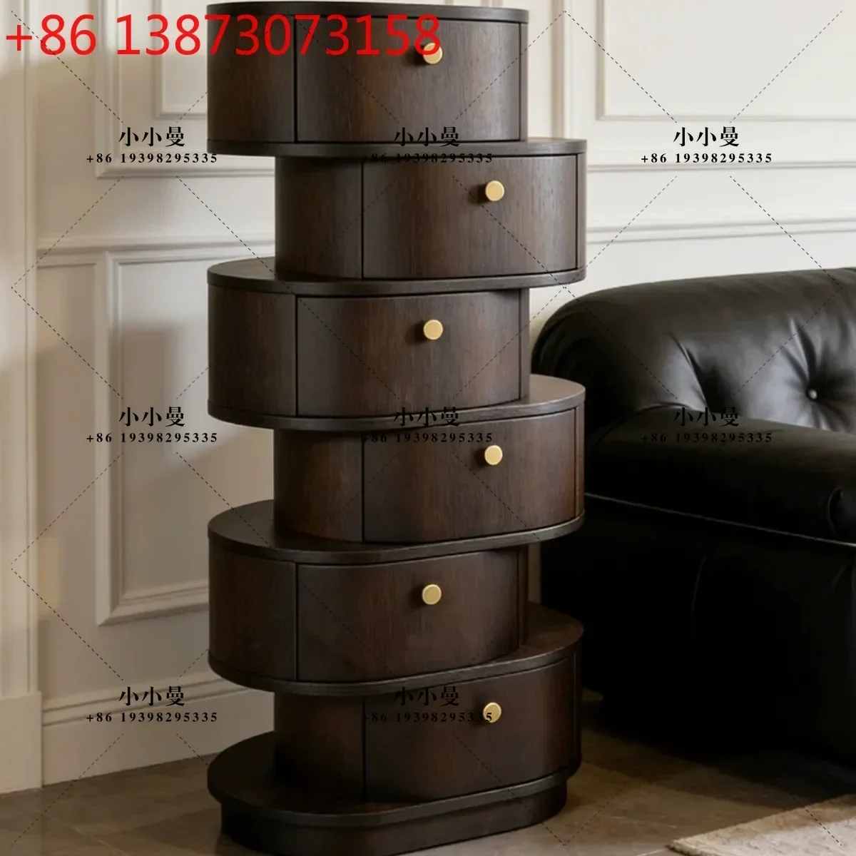 Modern minimalist multi-layer drawer living room bedroom light luxury high-end oval designer six-drawer chest