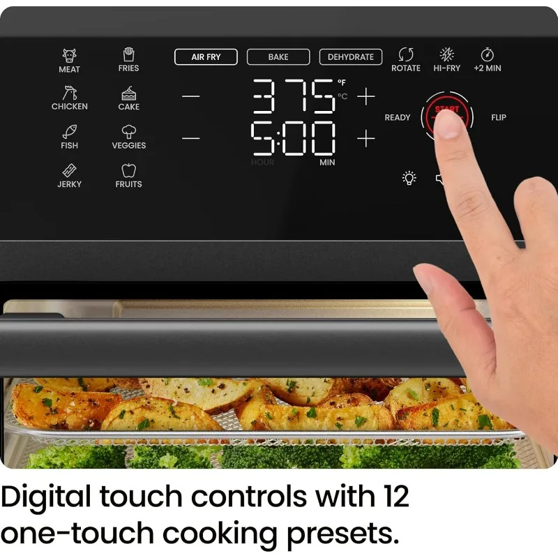 12 Quart 6-in-1 Air Fryer Oven with Digital Timer, Touch Screen and 12 Presets - Family Size Countertop Convection Oven