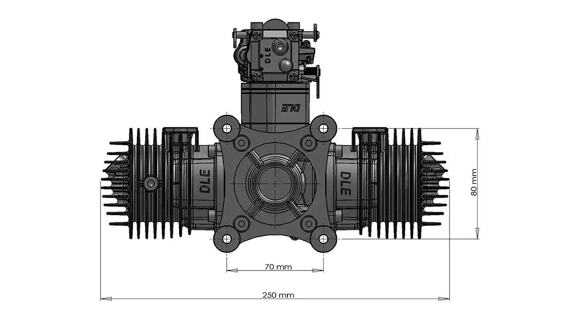 DLE120 Gasoline Engine DLE 120 Model Two-cylinder Two-stroke Side Exhaust Natural Air-cooled Hand Start 120cc Displacement DLE