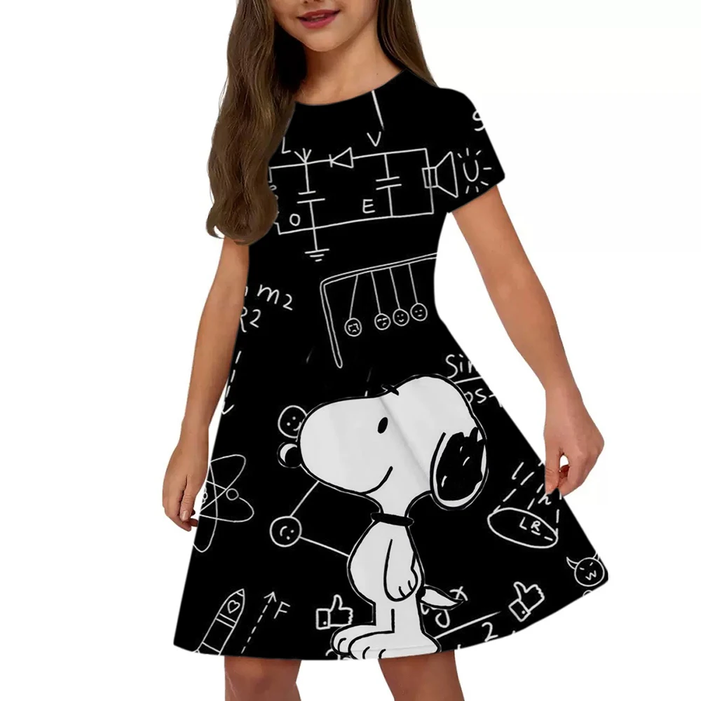 

2025 summer girls dress, cute Snoopy series pattern printing, exclusive beach skirt for 3-14Y girls