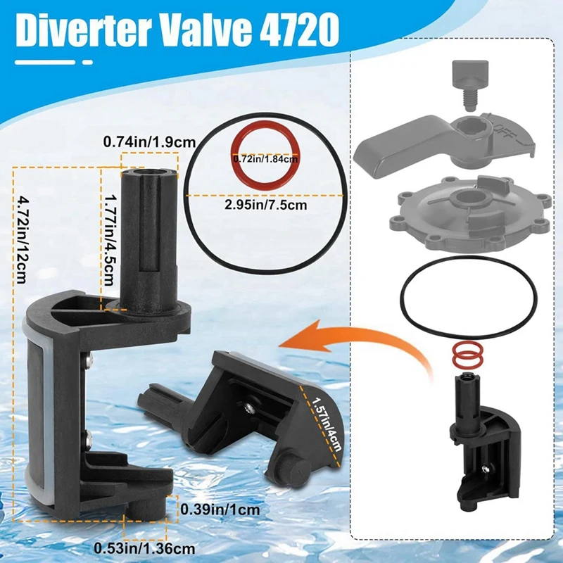 4720 Substituição do kit de válvula desviadora para válvulas Zodiac Jandy Neverlube 2 e 3 portas, válvulas cinza 2 e 3 portas, 90 °   Válvulas