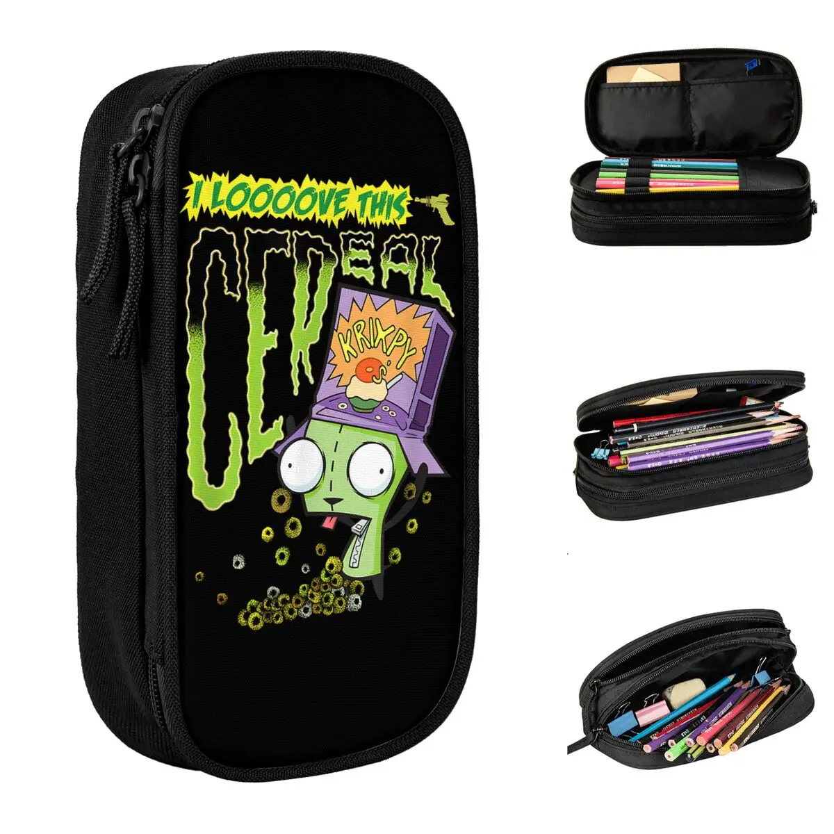 Creative Alien Invader Zim Pencil Case Pencilcases Pen Box for Student Large Storage Bags Students School Zipper Stationery