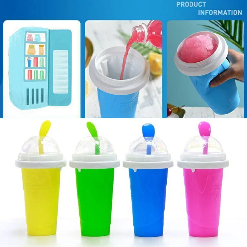 Quick Frozen Smoothies Cups Slushy Ice Cream Maker Milkshake Cooling Cup Silicone Squeeze Slushy Cup DIY Homemade Freeze Drinks