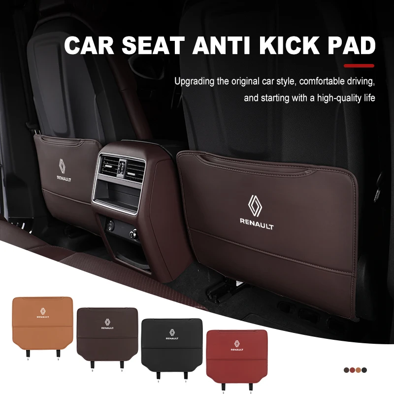 Car Leather Back Seat Children Anti-Kick Mats Anti-Dirty Pad  For Renaul Koleos Kadjar Scenic Megane 4 2 3 Trafic Logan