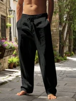 Nouveaux pantalons de plage pour hommes – Pantalons longs amples en coton et chanvre, simples et polyvalents pour le quotidien, les activités de plein air, les loisirs et le fitness, pour l'automne et l'hiver 4