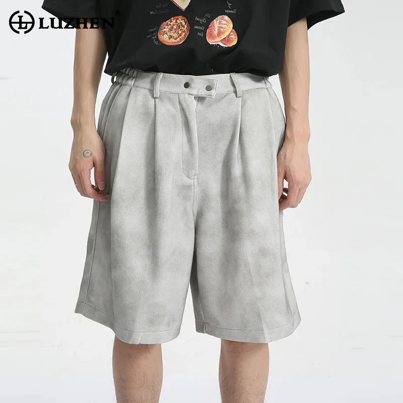 

LUZHEN 2024 Summer New Pleated Design Trendy Five Point Pants Men's Stylish Street High Quality Men's Straight Shorts LZ4569