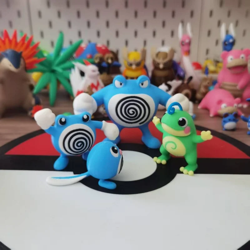 

New Anime Figures Poliwag Poliwhirl Poliwrath Proportion World 1:20 Diy 3d Printing Cartoon Character Desktop Model Toy Gift