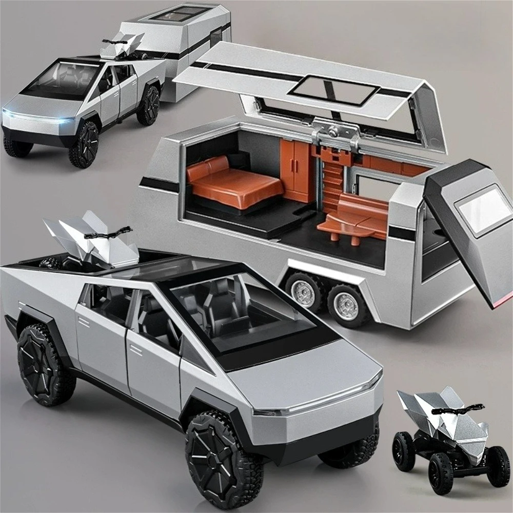1:32 modelos de liga de caminhonete, carros fundidos, brinquedos, roda, puxar para trás, veículos em miniatura, portas abertas, motorhome para decoração de casa