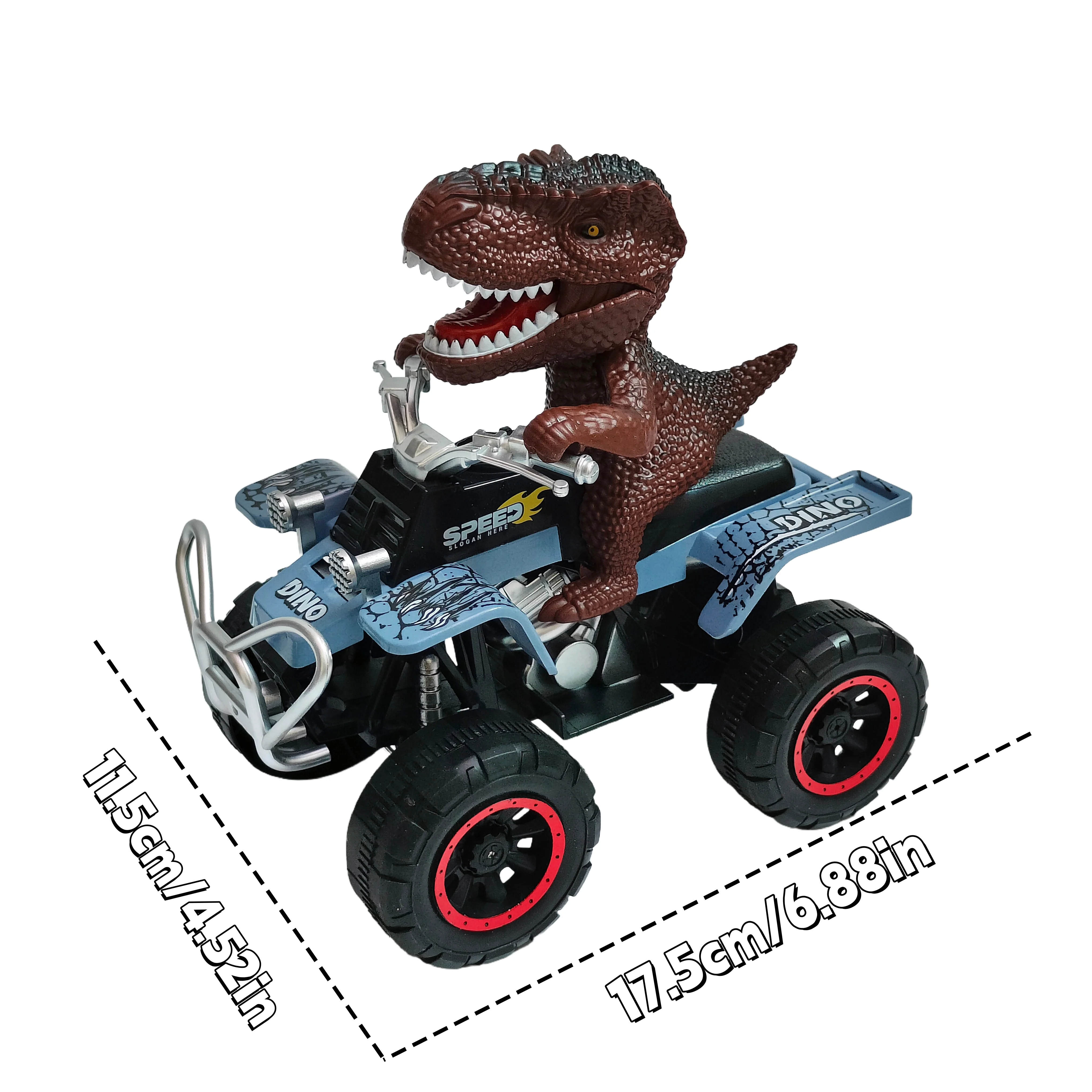 Duurzaam Tyrannosaurus Rex dinosaurus terreinwagenspeelgoed, handmatig push-pull traagheidsactie, geen batterijen nodig, coole traagheid