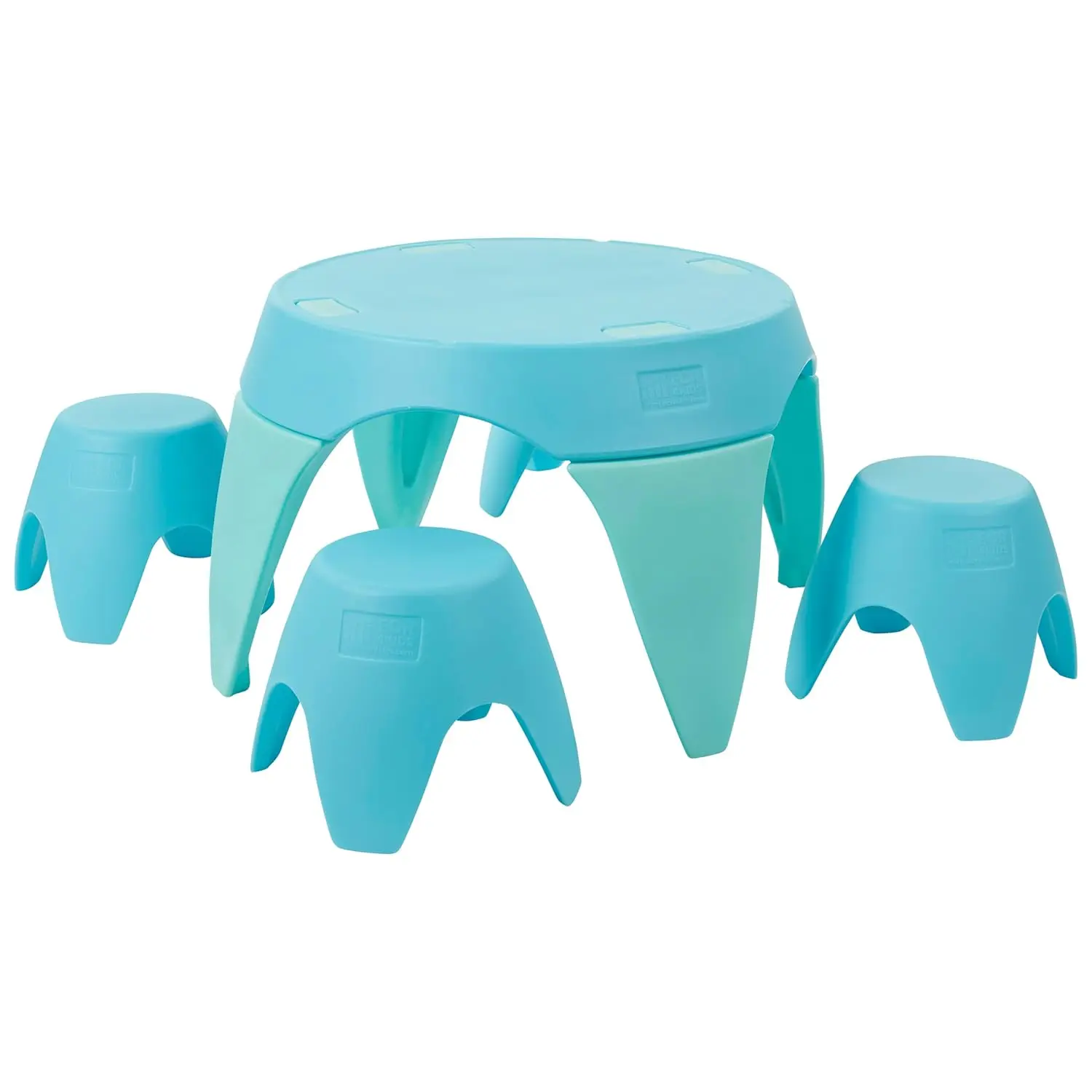 Children Table & Stool Set Classroom Furniture 5-Piece Cyan Grey, Customized