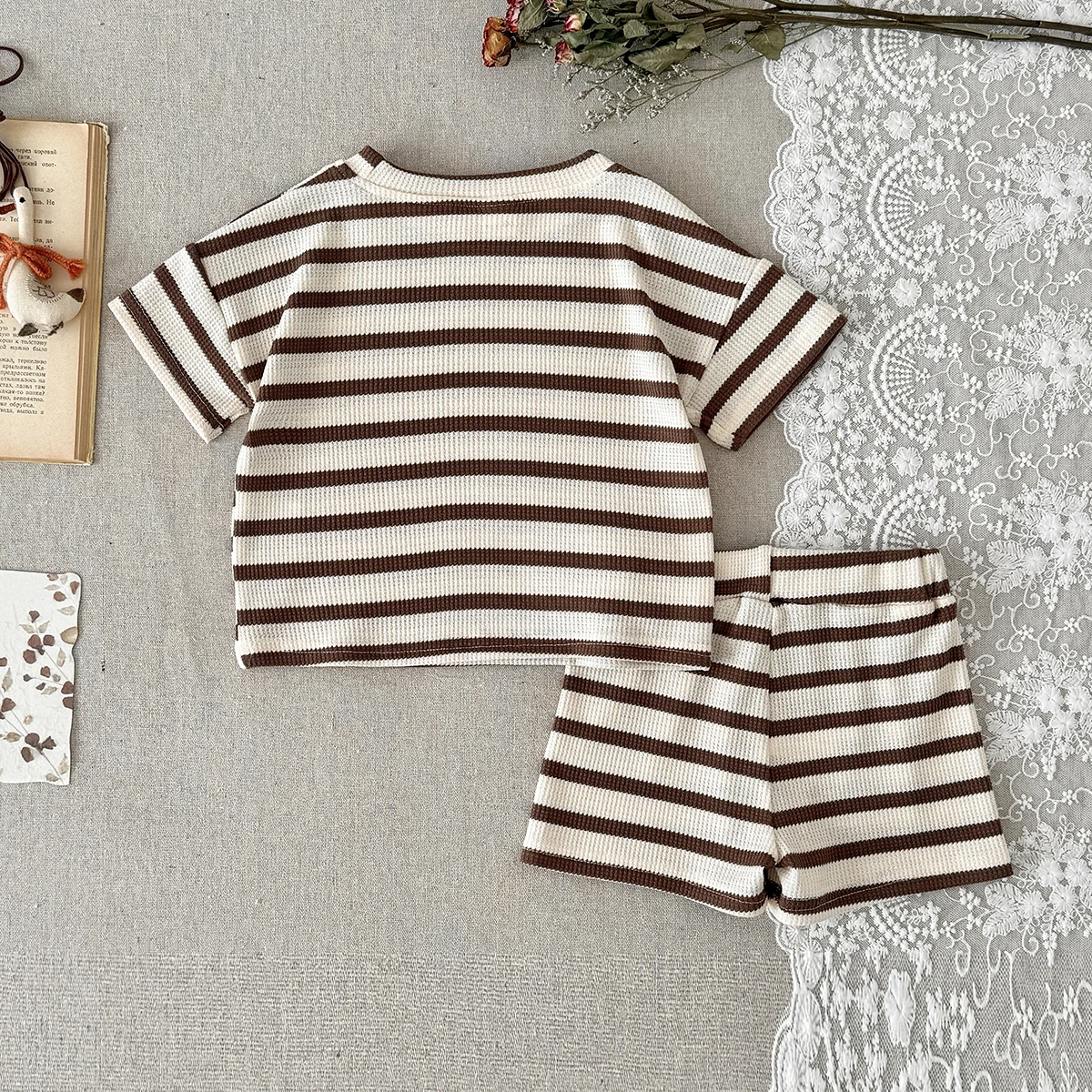 Summer Baby Clothing Set Striped Tee and Shorts 2 Pcs Boy Clothes Suit Outfits Nfant Cute Leisure Clothing Suitable for 0-3Y