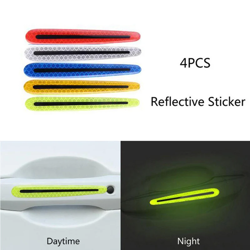 Car Wheel Hub Reflective Stripes Door Handle Safety Warning Sticker Car Rear Warning Tape Automobile Sticker Exterior Accessorie