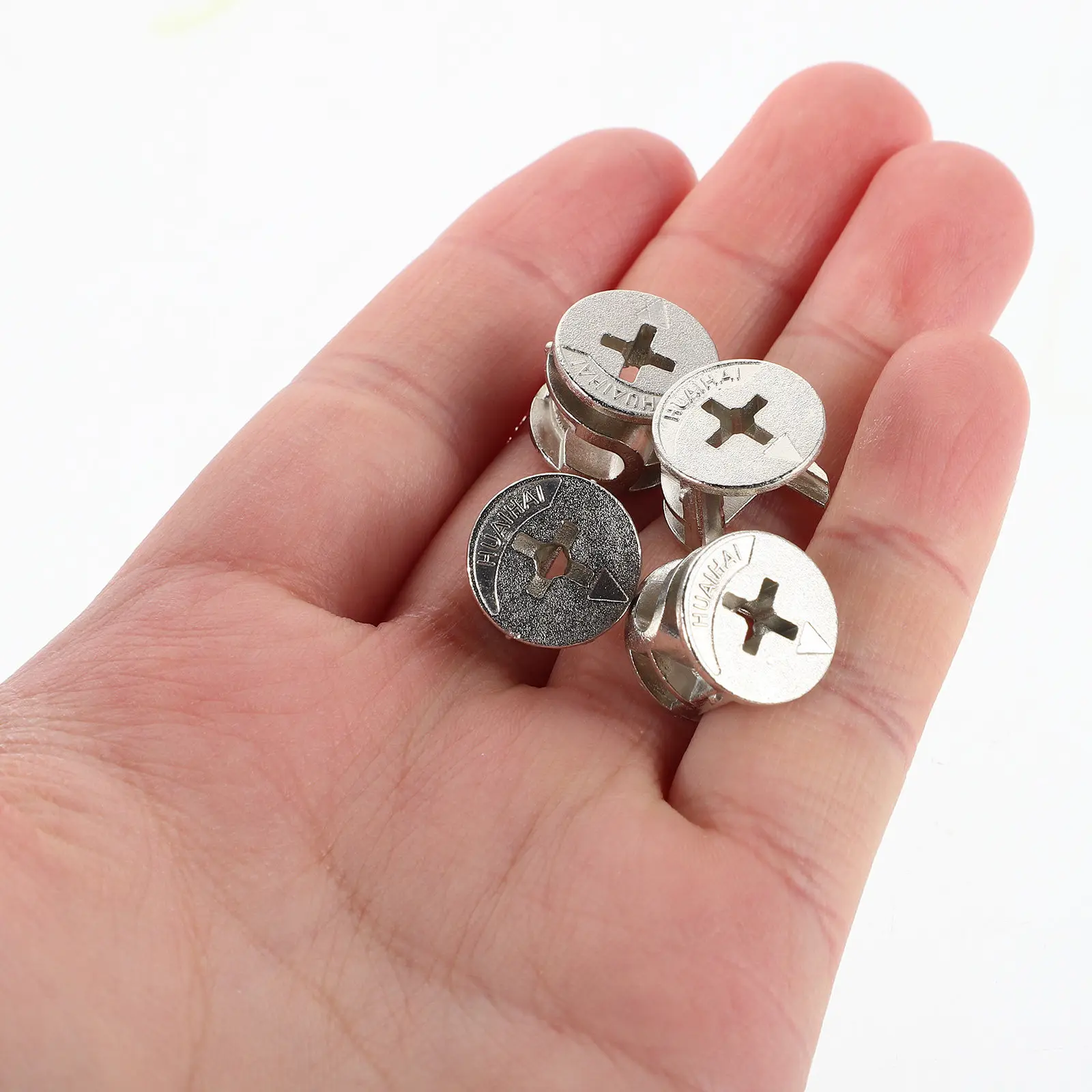 10Sets Double Head Rod Cam Lock Connectors Furniture Fasteners 3in1 Adjustable Cabinet Wardrobe Dresser Panel Fittings Hardware