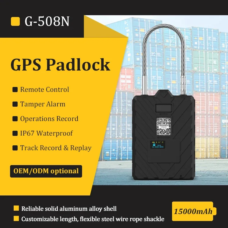 G508N Large Battery GPS Tracker Container Logistics Vehicle Steel Wire Rope Padlock Smart E Lock