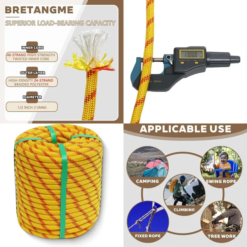 

Высокопрочный арбористический трос с видимостью 150 футов и нагрузкой 9000 фунтов, 48-прядный полиэстер с двойным плетением, идеально подходит для такелажных работ и подъема оборудования.