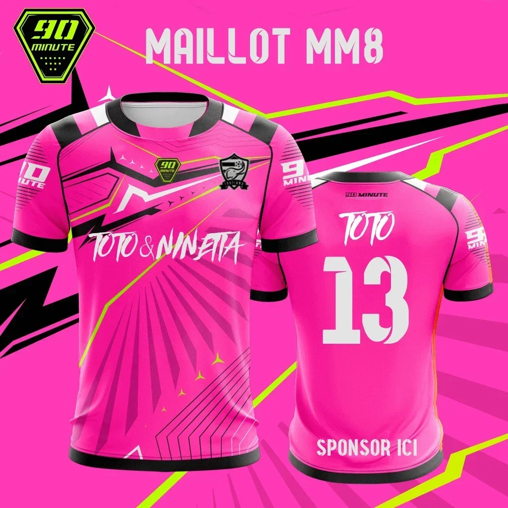 

2025 Новая популярная модная мужская быстросохнущая футболка Maillot 90 минут Toto и Ninetta Pré, удобная повседневная дышащая футболка