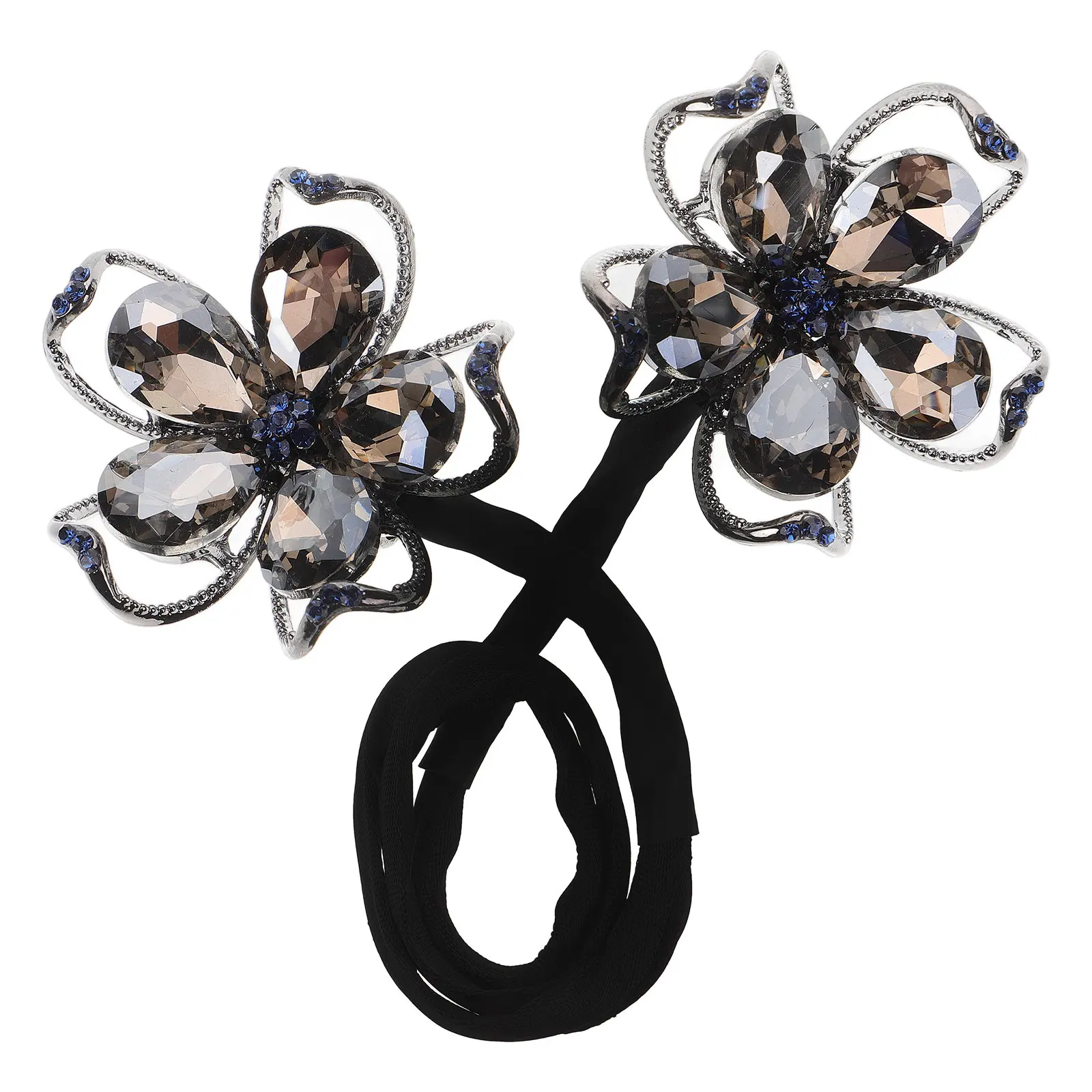 

Rhinestone Flower Hair Bun Maker Crystal Clip Lazy Curler Donut Hairstyle Shaper Hair Accessory for Chignons Updos