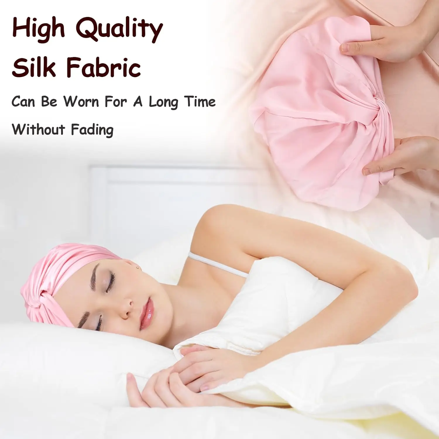 Silk Bonnet for Sleeping Women, Adjustable Silk Hair Wrap for Sleeping, Double-Layer Silk Satin Bonnet Night Wrap Sleep Cap