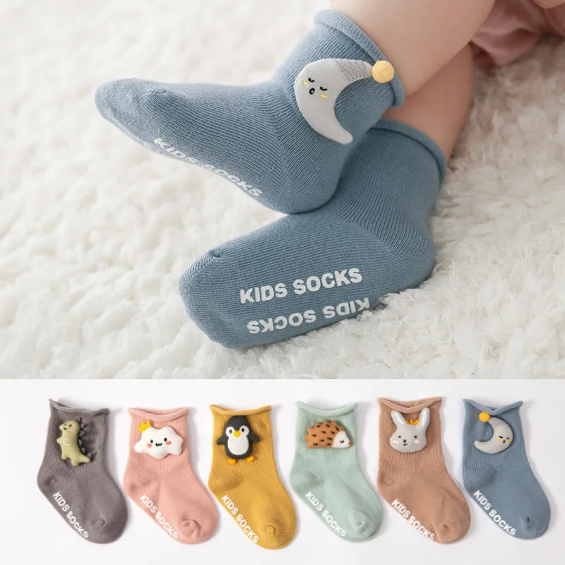 Children\'s Socks Cute Cartoon Dolls Baby Socks Boys Girls Casual Socks Anti Slip Loose Mouth Pure Cotton Kids Floor Socks 0-5Y