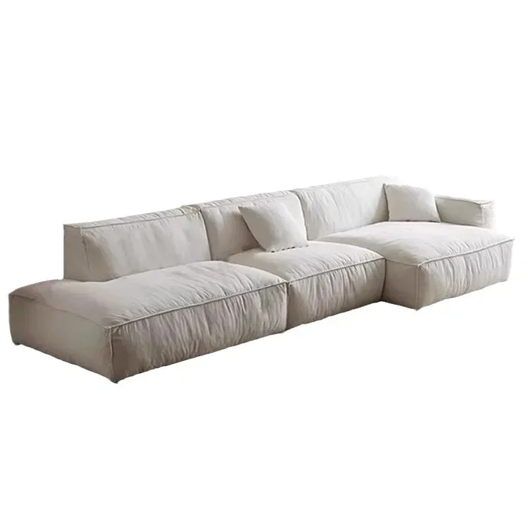 Wabi Sansan Linen Down Sofa Tofu Module Combination Straight Row Corner Sofa