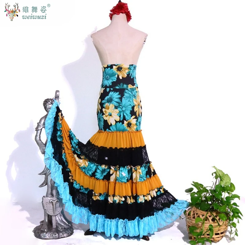 Jupe de danse Flamenco personnalisée, taille haute, élastique, amincissante, multicouche, gâteau, Tango Hip Quickstep, jupe de Performance
