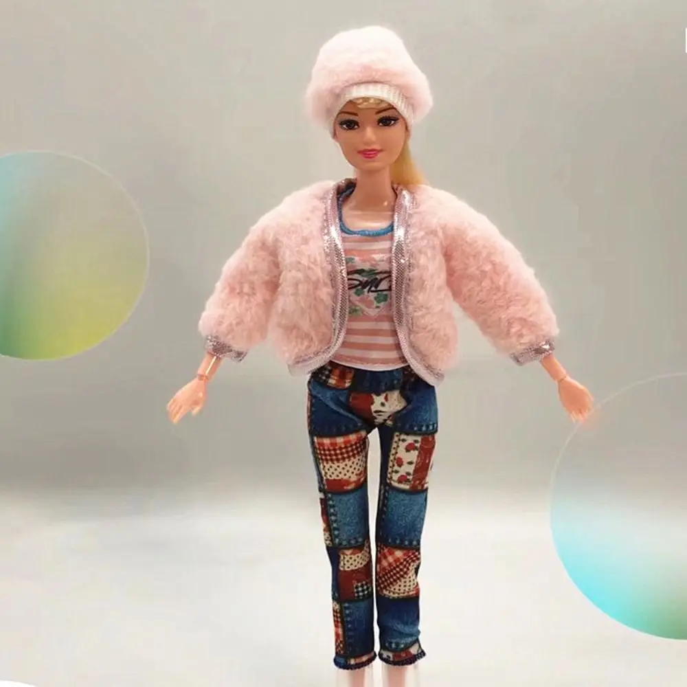 

1 Set Fashion Casual 1/6 Doll Clothes Hats Handmade DIY Girl Gift Toys Sweaters Pants Winter Wear Fur Jacket for 29~32 cm Doll