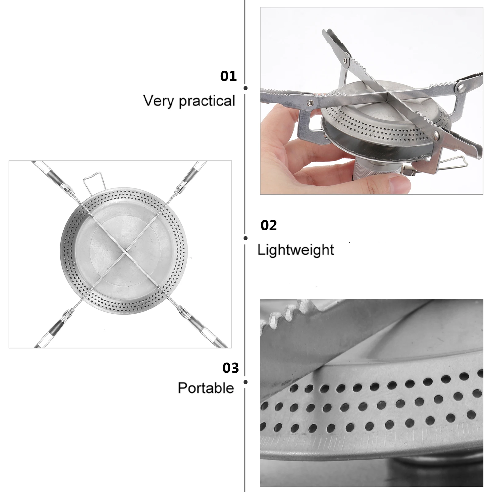 

1pc Portable Camping Stove Outdoor Picnic Gas Stainless Steel Lightweight Foldable Cooking Tools Durable For Camping Hiking Use