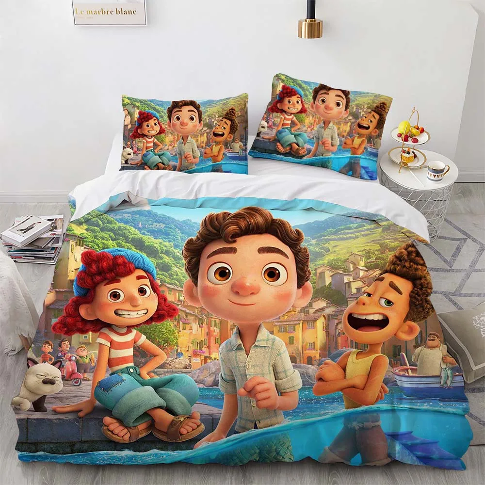 

Комплект постельного белья Disney Luca в стиле аниме Luca, пододеяльник и наволочка, тема дружбы, украшение для спальни, подарки для мальчиков и девочек