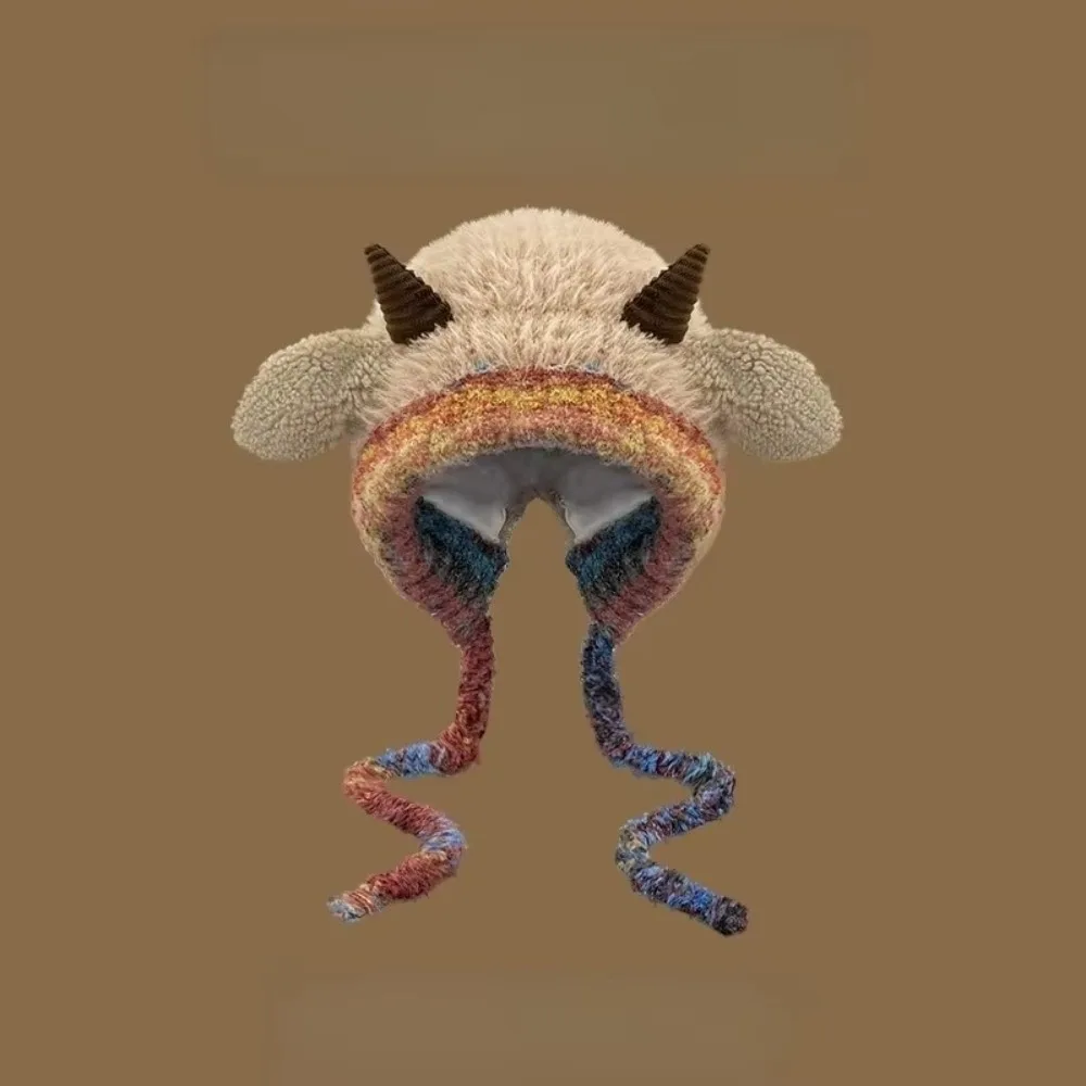 

Fashion Thick Plush Knitted Hat Warm Ear Protection Beanies Hat Pullover Caps