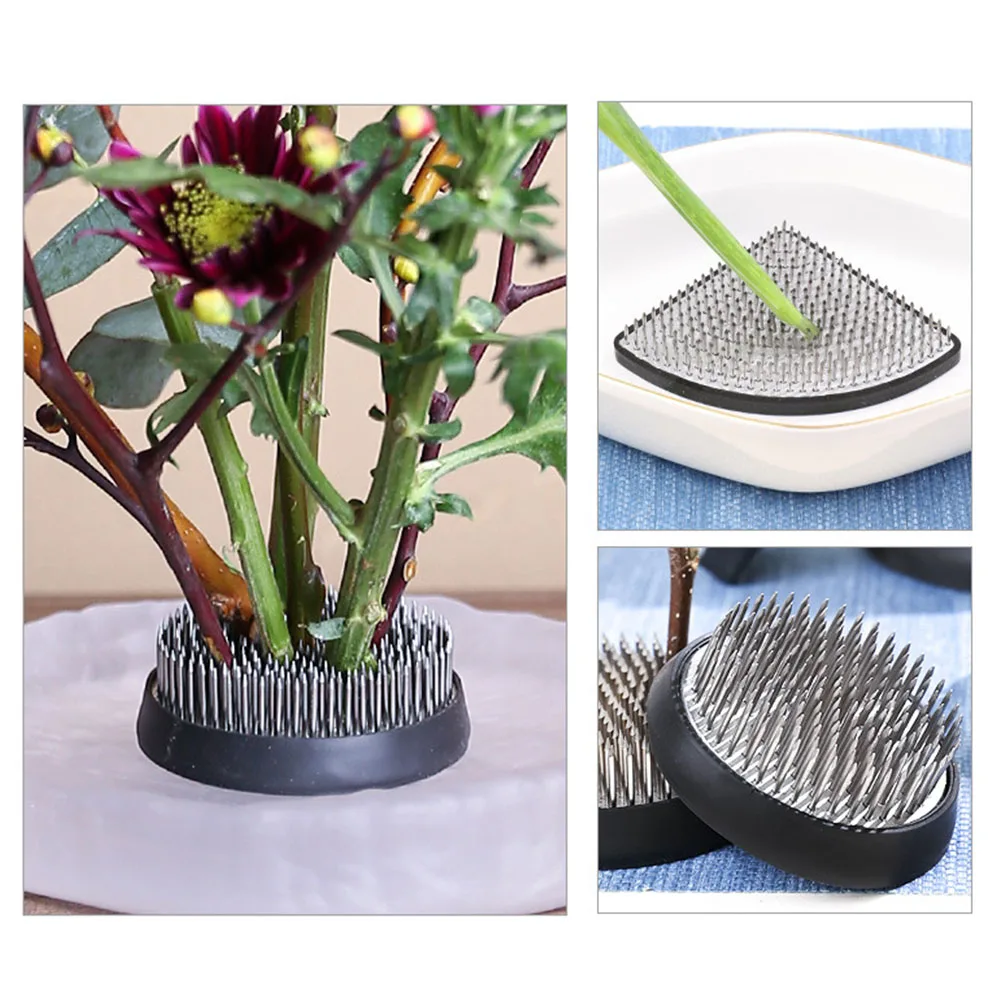 Round For Ikebana Kenzan Flower Base Holder with Spiky Steel Needle Pins for Floral Arrangement and Artful Display