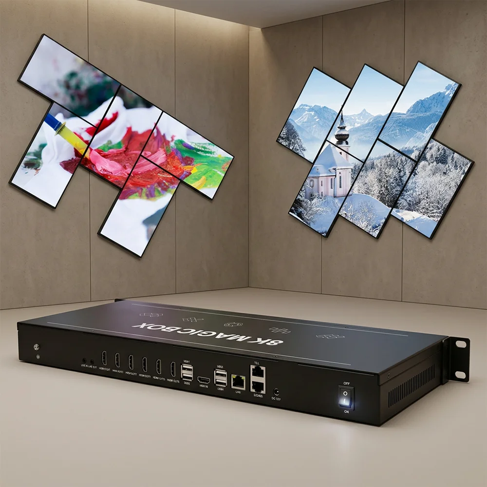 High Performance 1 in 6 Out 8K UHD HDMI RS232 TV Wall Controller for Multi-Projection Immersive Exhibition