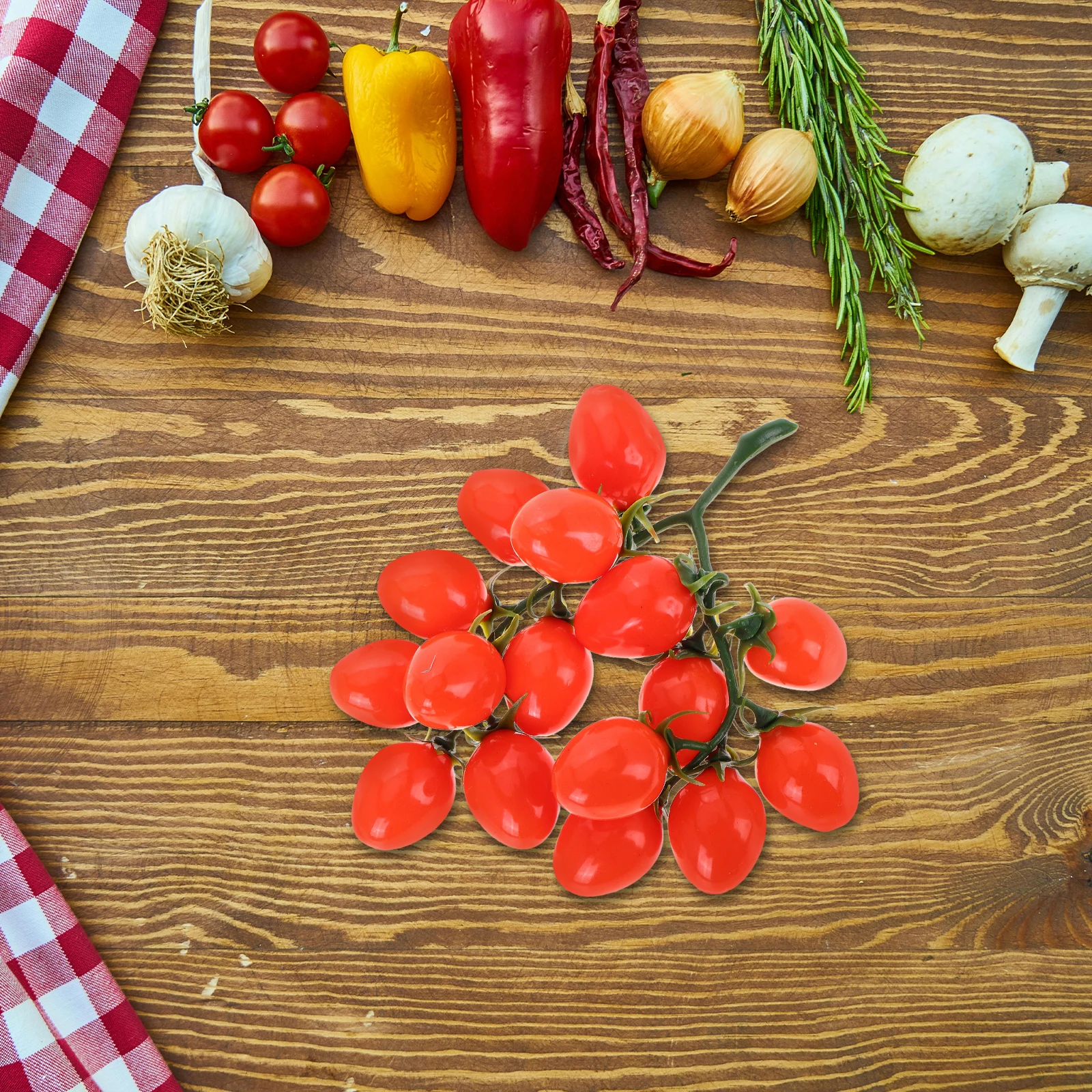 

16 Heads Red Artificial Cherry Tomatoes Fruits Props Lifelike Decorations for Home Office Supermarket Party Holidays Photography