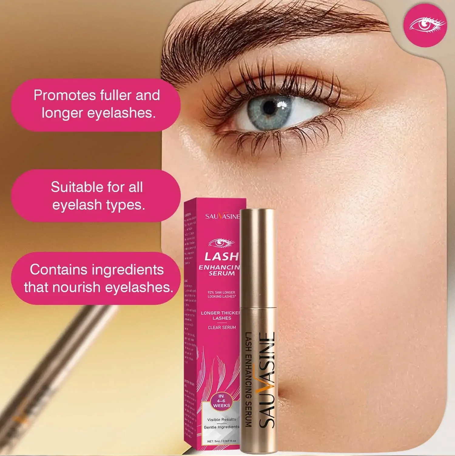 Wimpernverbesserndes Serum, Wimpernwachstum, Augenbrauenverbesserung, Wimpernverlängerung, längere Haarfollikel, dicker, verbessert die Flüssigkeit