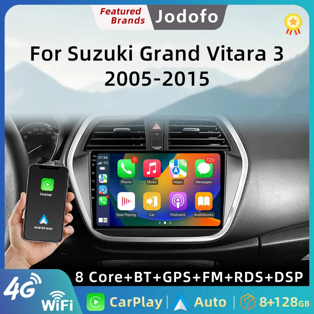 Jodofo For Suzuki Grand Vitara 3 2005-2015 Android 12 Car Radio Multimedia Player Navigation 2Din Stereo Carplay Head Unit Audio