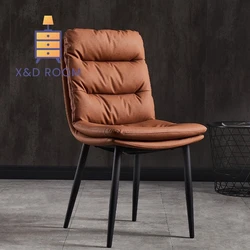 X&D Warm Light Luxury Dining Chair Home Light Luxury Italian Double Layered Dining Chairs Makeup Stool Backrest Relaxing Chairs