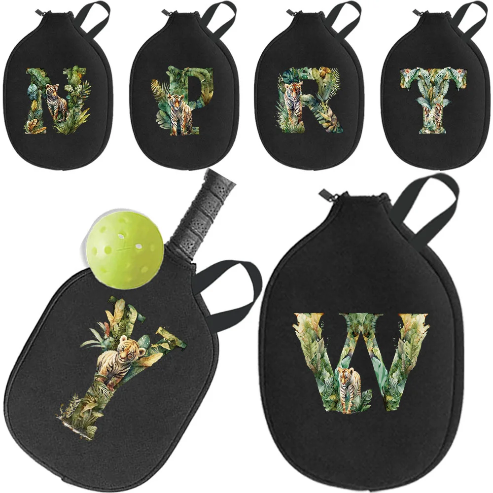 

Pick Ball Racquet Sleeve Tote Bag Zippered Racket Storage Bags with Mesh Organizer Handbag Pouch Jungle Tiger Printed Series