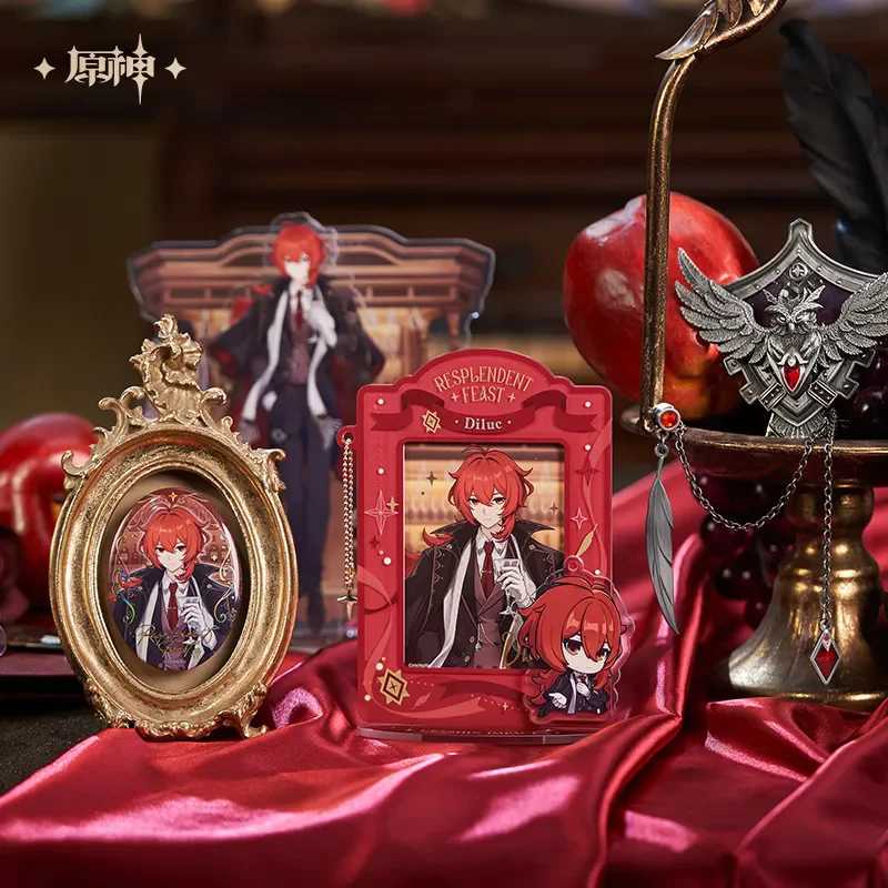 

Официальная аниме-игра MiHoYo Genshin Impact Diluc Ragnvindr Kawaii, акриловая подставка для косплея, подвижная металлическая папка со значком, подарки для косплея