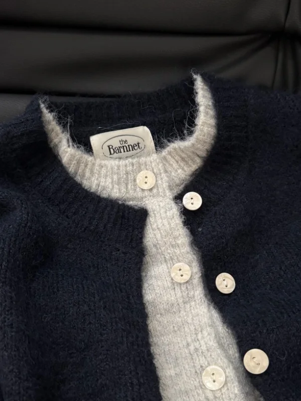 Damen-Strickpullover, Mantel, Lazy Sle, Herbst und Winter 2022, Neuankömmling, gefälschte zweiteilige High-End-Gefühl, schönes Oberteil