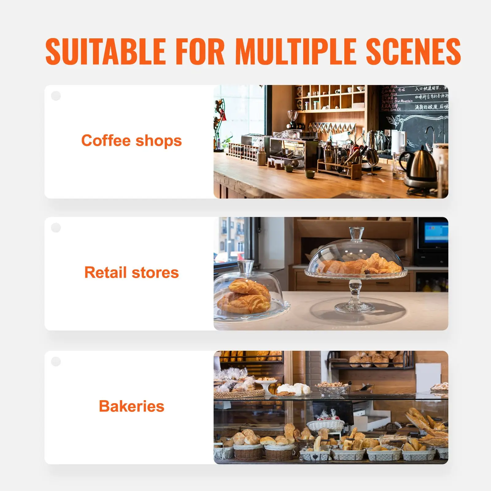 Pastry Display Case, 3-Tier Commercial Countertop Bakery Display Case, Acrylic Display Box with Rear Door Access & Removable