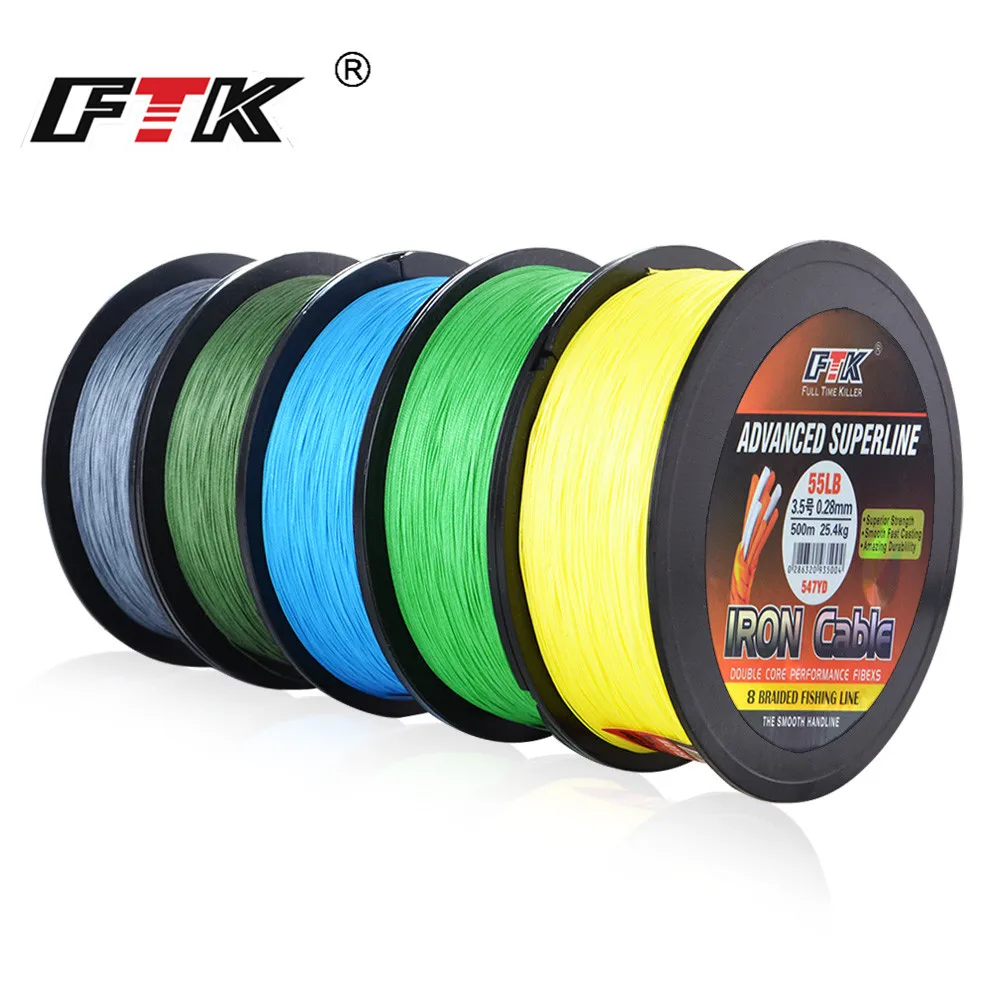 FTK Brand Fishing Line 150M 300M 500M 8 Strands Braided Fishing Line Multifilament PE Line 23-85LB