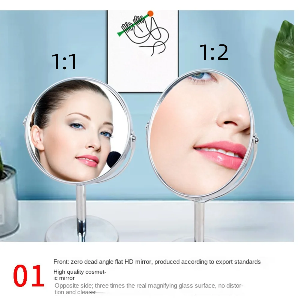 360 °   Espelho de vaidade rotativo dupla face 1:2 ampliação oval nórdico maquiagem espelho decoração cor direta