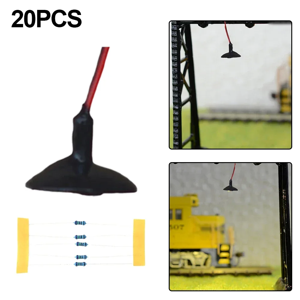 20pc Wall Lamppost Street Light Model Railway Train Lamp Black Led Ceiling Light For OO/HO Scale LED Street Lamp Model Landscape