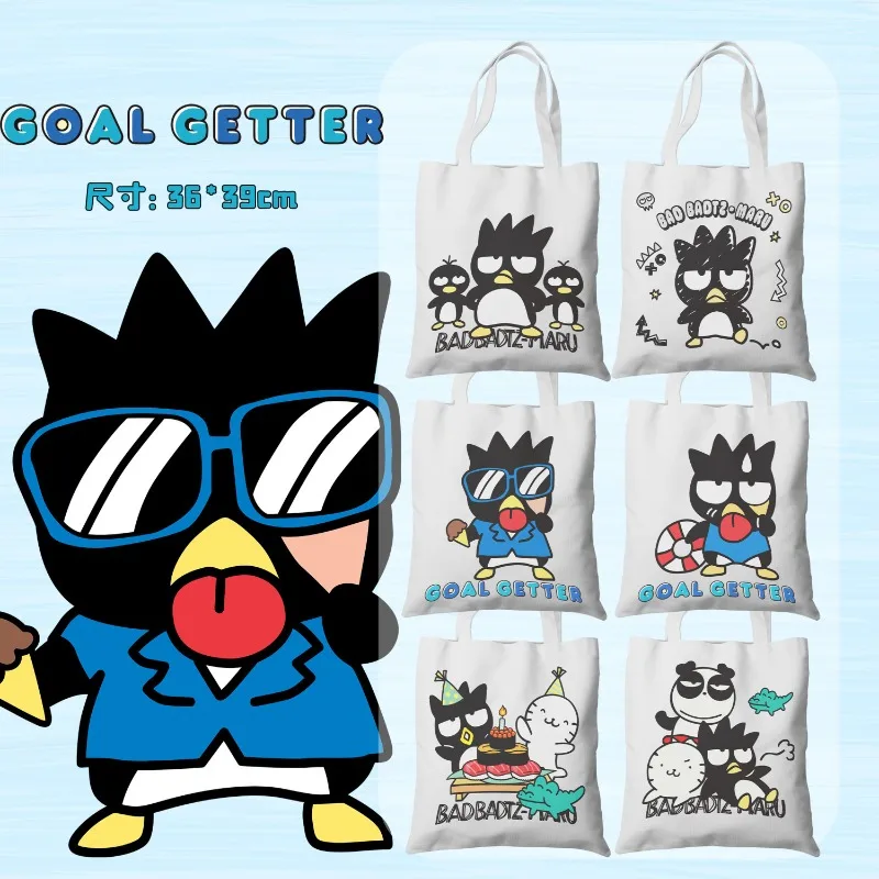 

Bad Badtz-Maru Anime Kawaii Sanrio Ins Children Shopping Bag Cute Cartoon Causal Canvas Shoulder Storage Bag Gifts for Kids